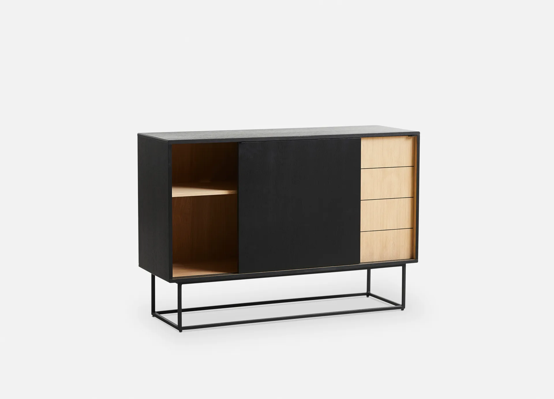 Virka sideboard, høy 120 cm, Svart - eik Woud