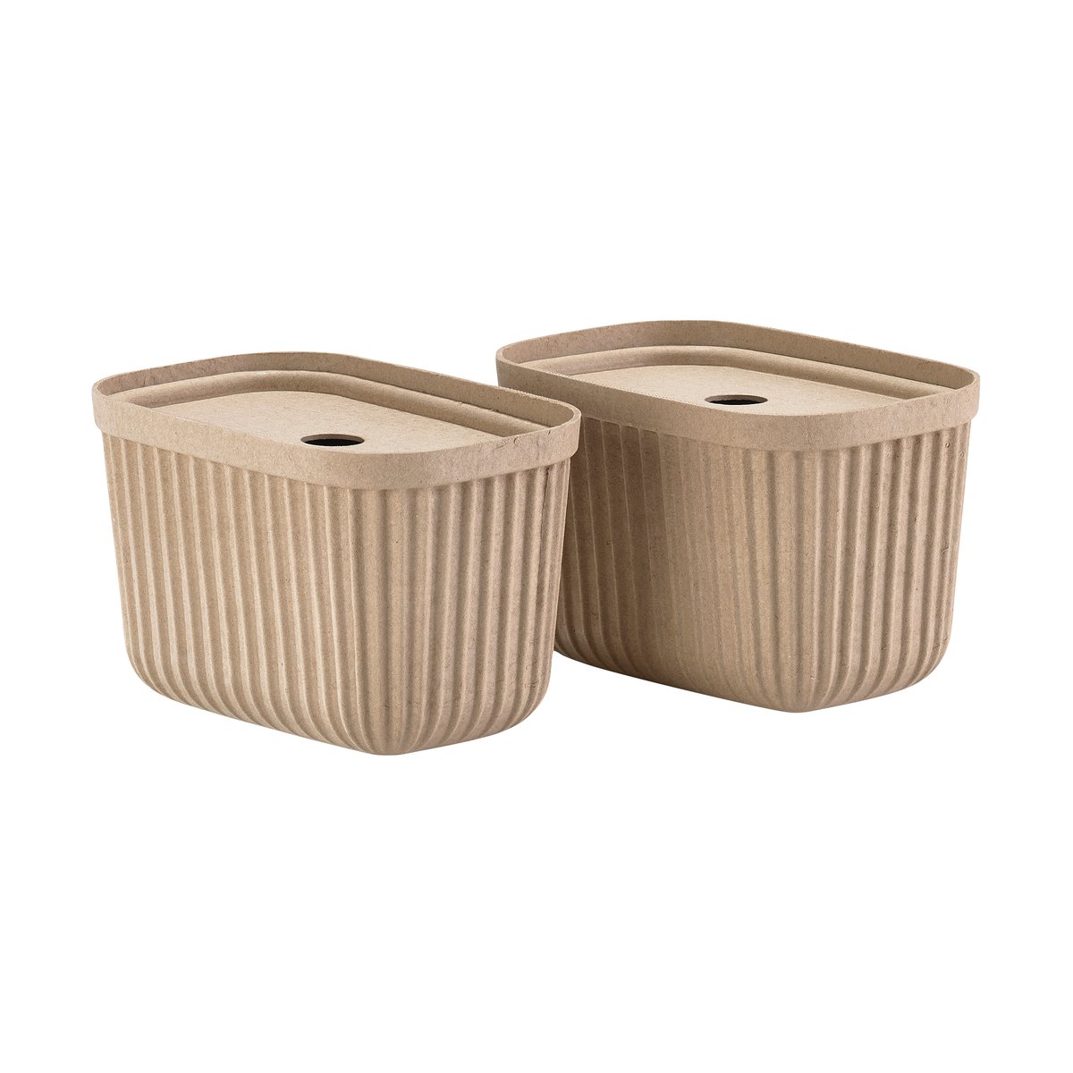 Zone Denmark Pulp oppbevaringsboks 15x23 cm 2-pack Natural Brown