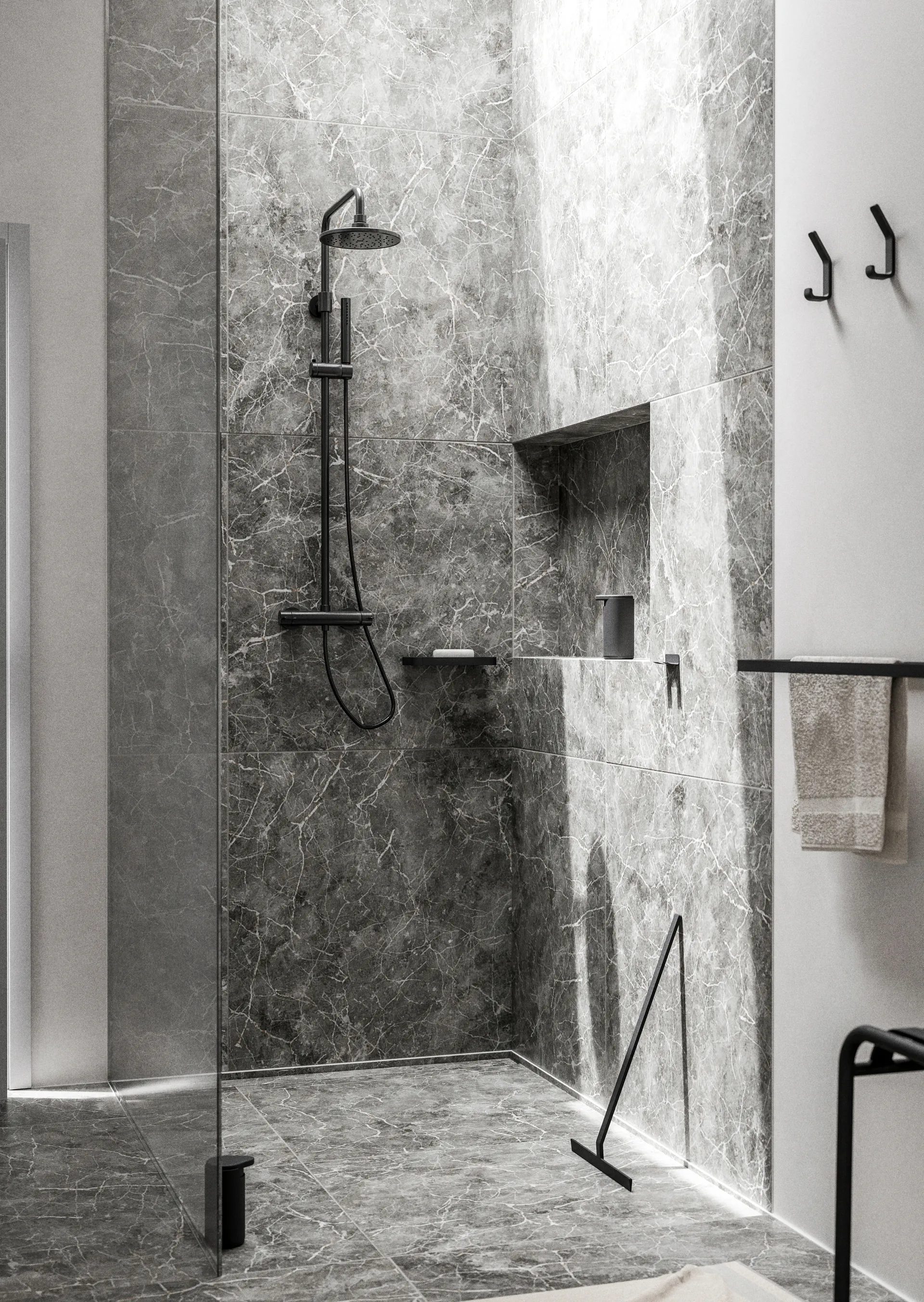 RIM håndklestang dobbel 12 x 70 cm, Black Zone Denmark