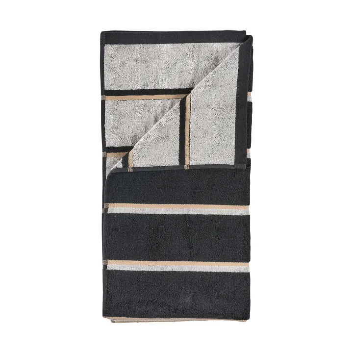 Sauna Håndkle - Black-soft grey-camel, 70x140 cm - Zone Denmark