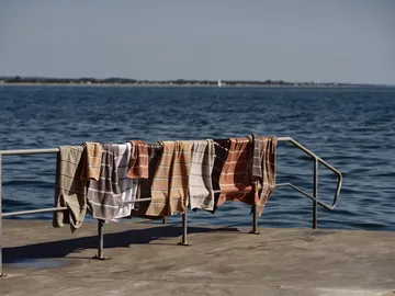 Sauna Håndkle - Eucalyptus-olive green-soft grey, 50x100 cm - Zone Denmark