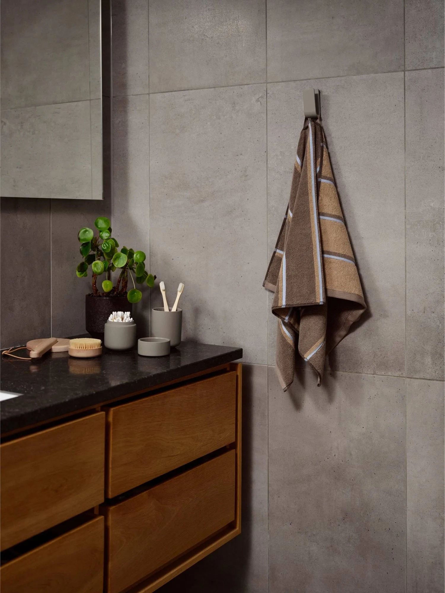 Sauna Håndkle, Taupe-camel-sky blue, 50x100 cm Zone Denmark
