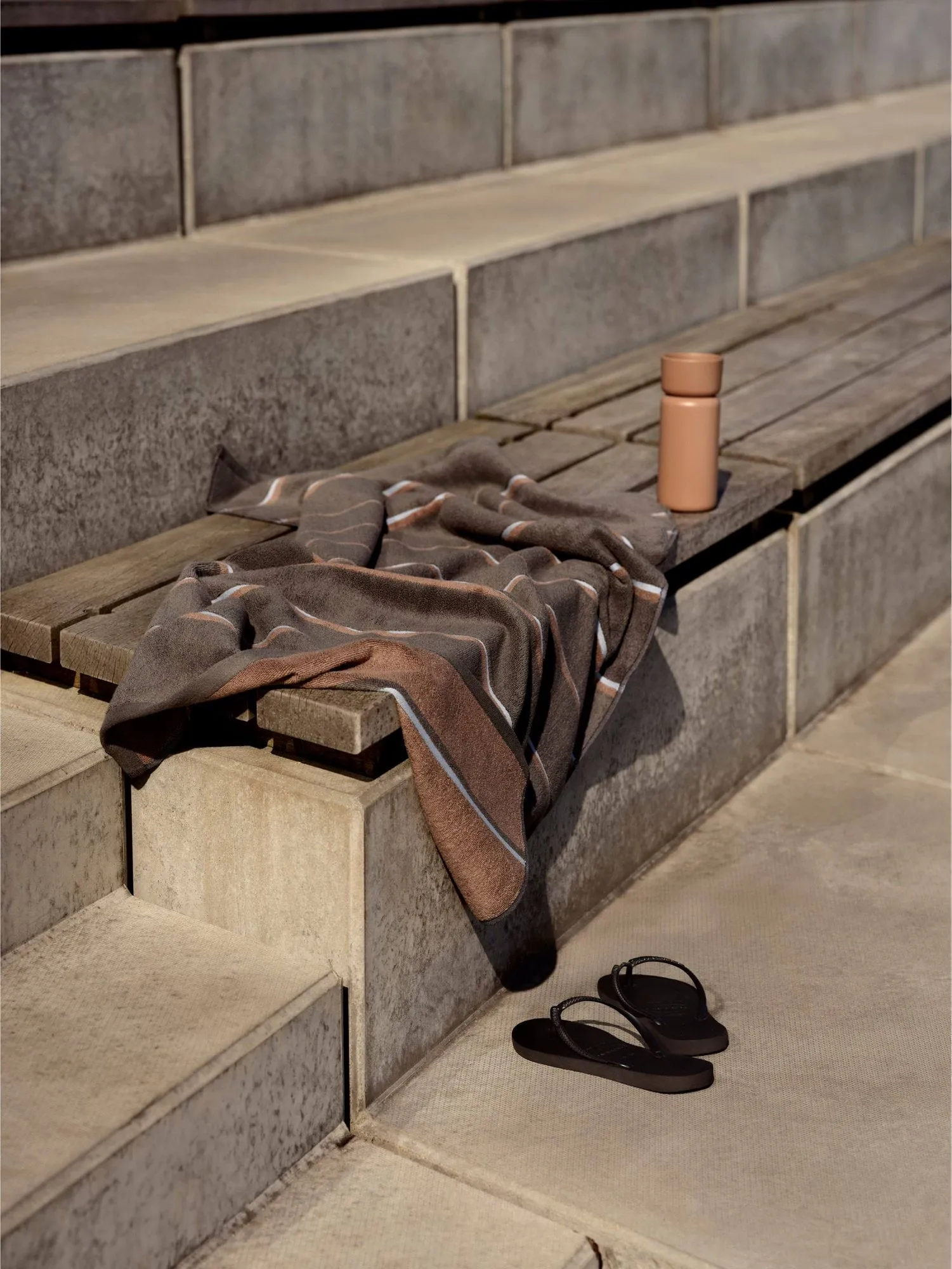 Sauna Håndkle, Taupe-camel-sky blue, 70x140 cm Zone Denmark