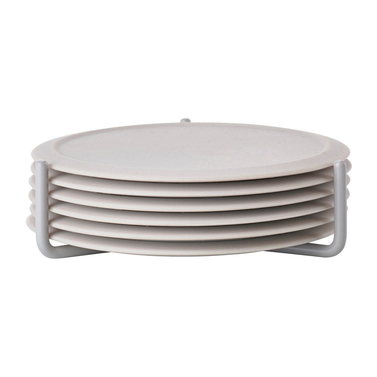 Zone Denmark Singles glassunderlag 6-pack med beholder Warm Grey