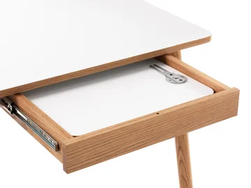 Dino+ spisebord med tilleggsplate - Hvit, eikestativ, 2 tilleggsplater - Zweed