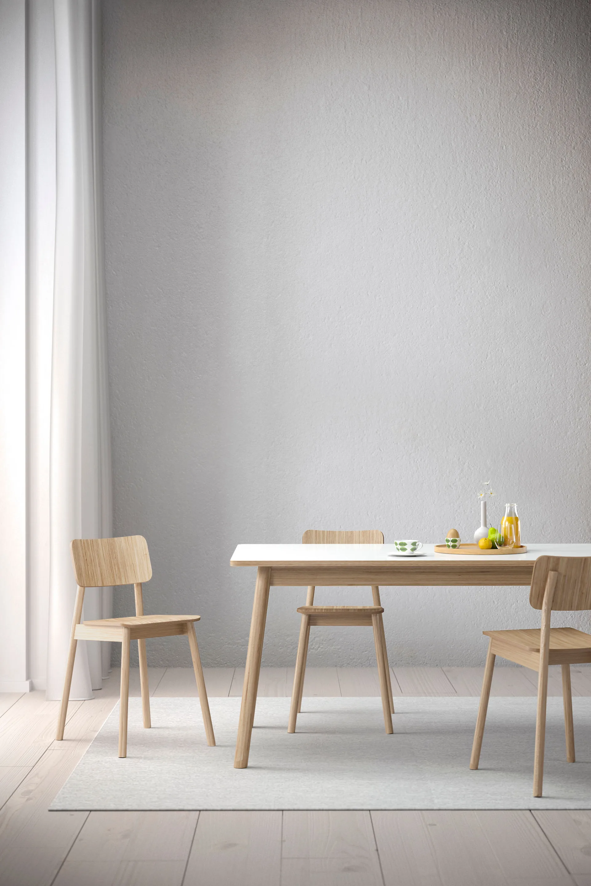 Dino+ spisebord med tilleggsplate, Hvit, eikestativ, 2 tilleggsplater Zweed