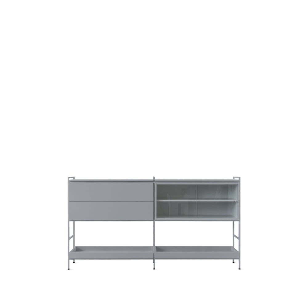 Zweed Molto Medium sidebord Grå, 2 seksjoner med vitrine