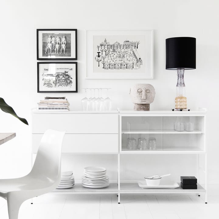 Molto Medium sidebord, Hvit, 2 seksjoner med vitrine Zweed