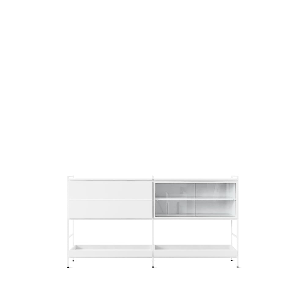 Zweed Molto Medium sidebord Hvit, 2 seksjoner med vitrine