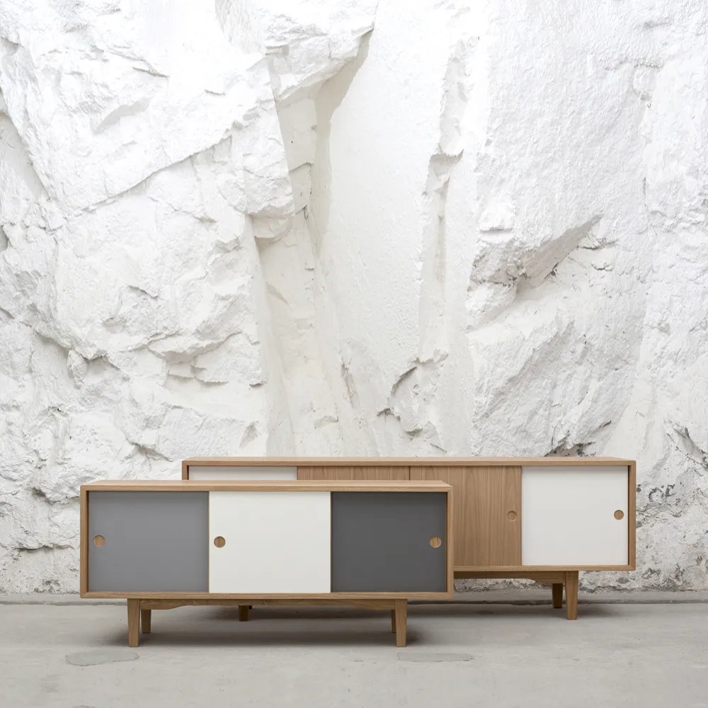 Moodi 180 sideboard, Grå/hvit, eikestamme Zweed