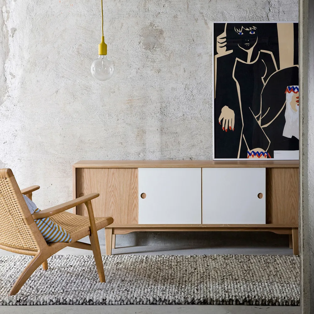 Moodi 180 sideboard, Grå/hvit, eikestamme Zweed