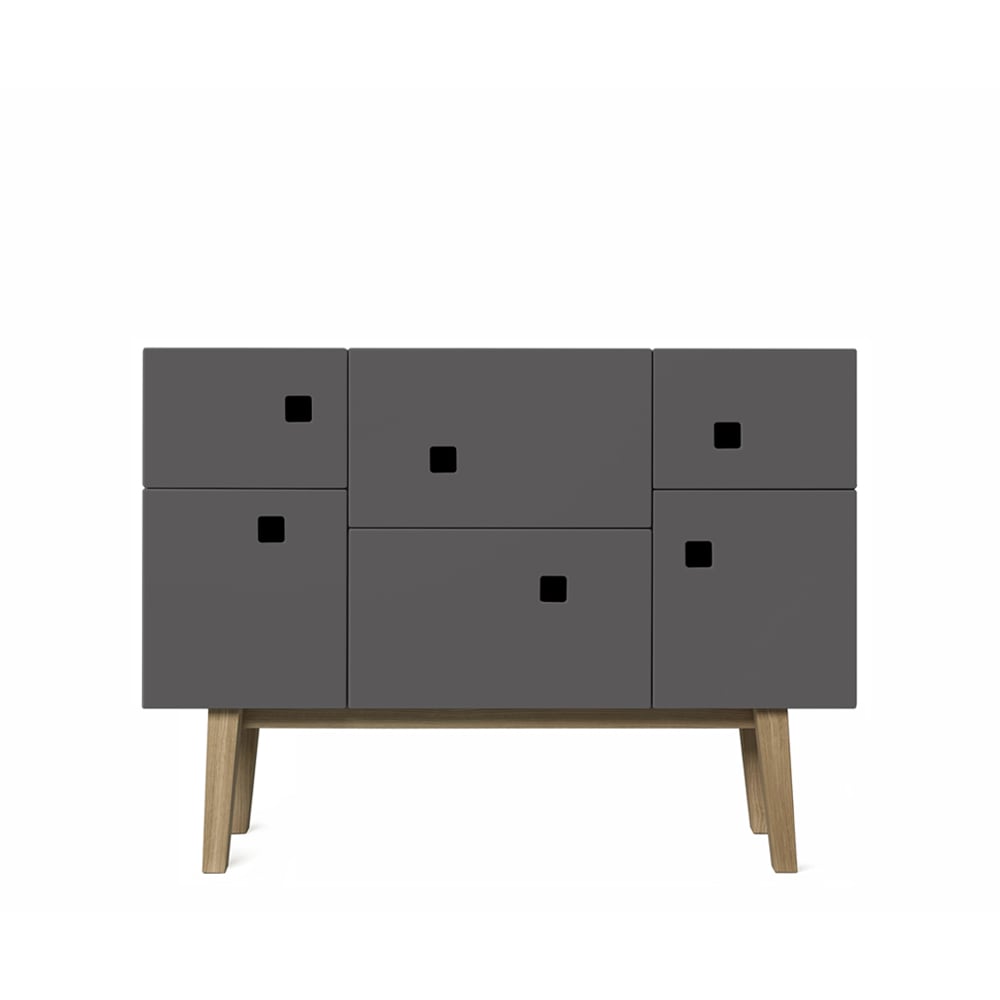 Zweed Peep C2 skap Slate grey, retro, eikeben | Skandinavisk Design | Skap & Vitrineskap | Grå