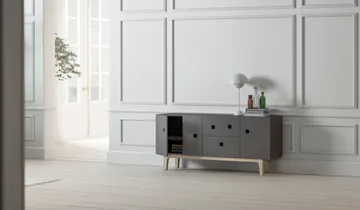 Peep M2 mediabenk - slate grey, hvitpigmentert eik - Zweed