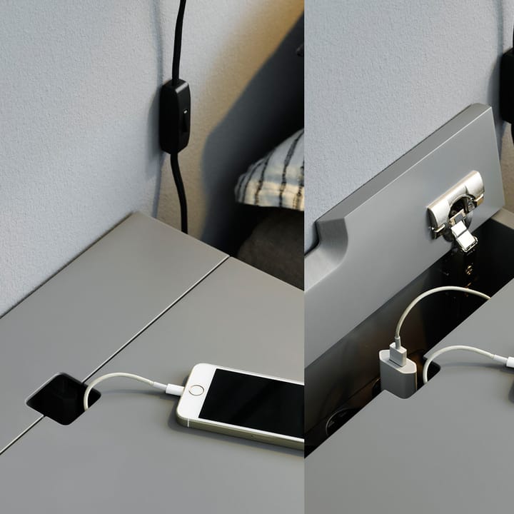 Peep S1 nattbord, slate grey, retro, eikestativ Zweed