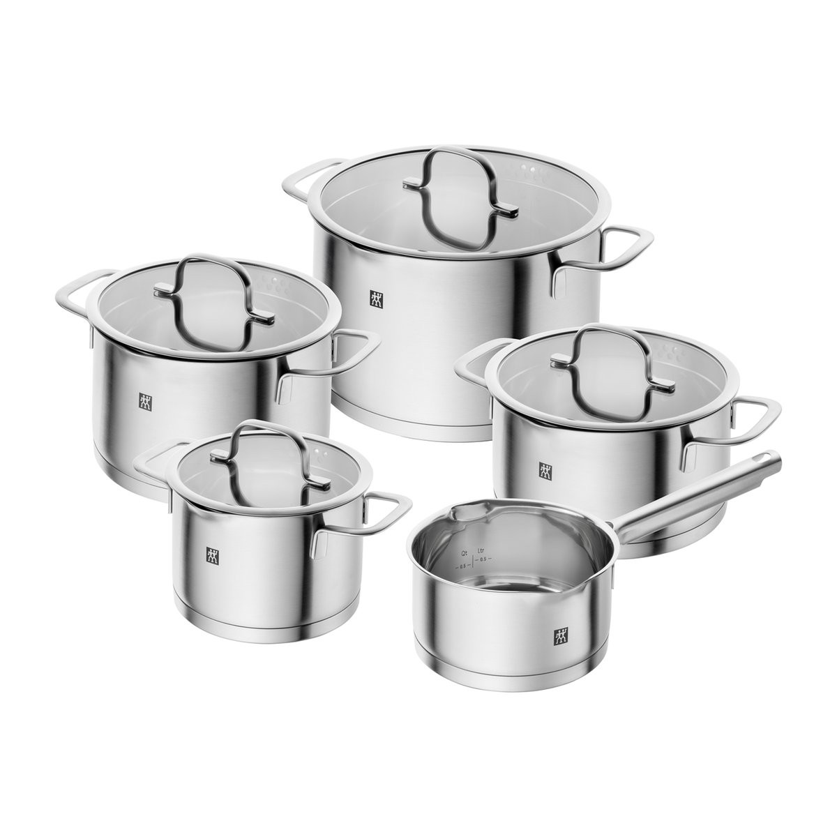 Zwilling TrueFlow grytesett 5 deler Sølv | Skandinavisk Design | Grytesett & Kasserollesett | Sølv