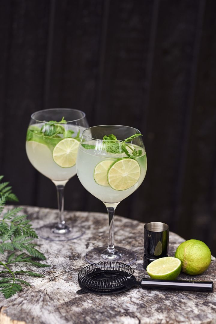 Et festlig tips til det svenske krepselaget er å invitere gjestene på en Gin and Tonic servert i fine glass fra Orrefors. 
