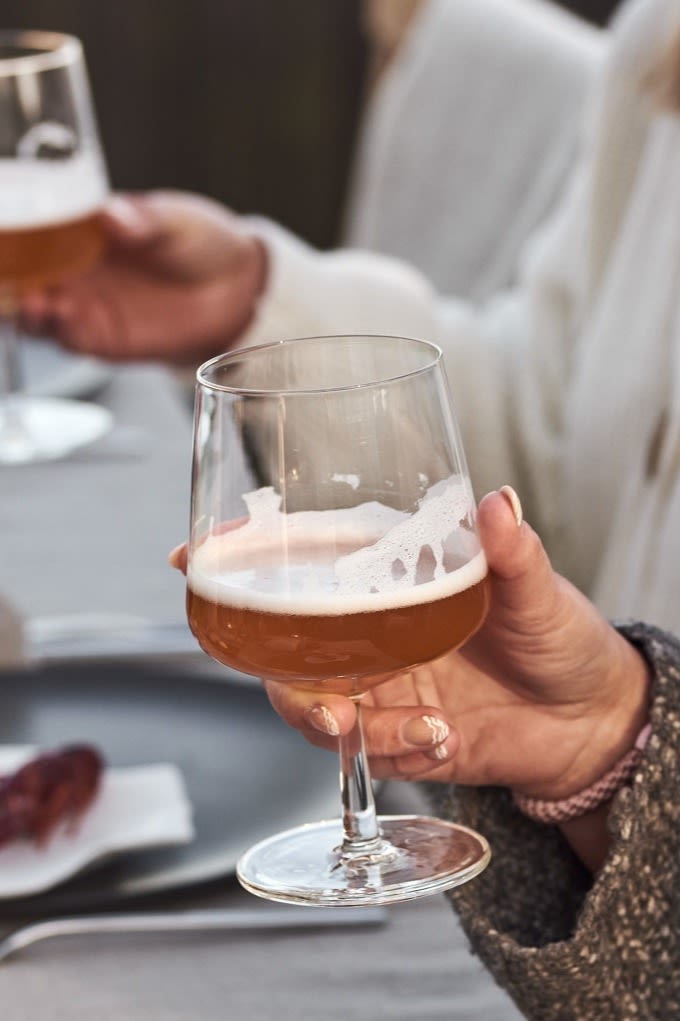 Lær hvordan du velger riktig ølglass som Essence ølglasset fra Iittala som du ser her, perfekt for ale.