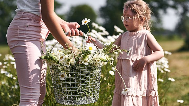 Korbo kurv 24 i galvanisert stål er perfekt for å plukke ville blomster i.