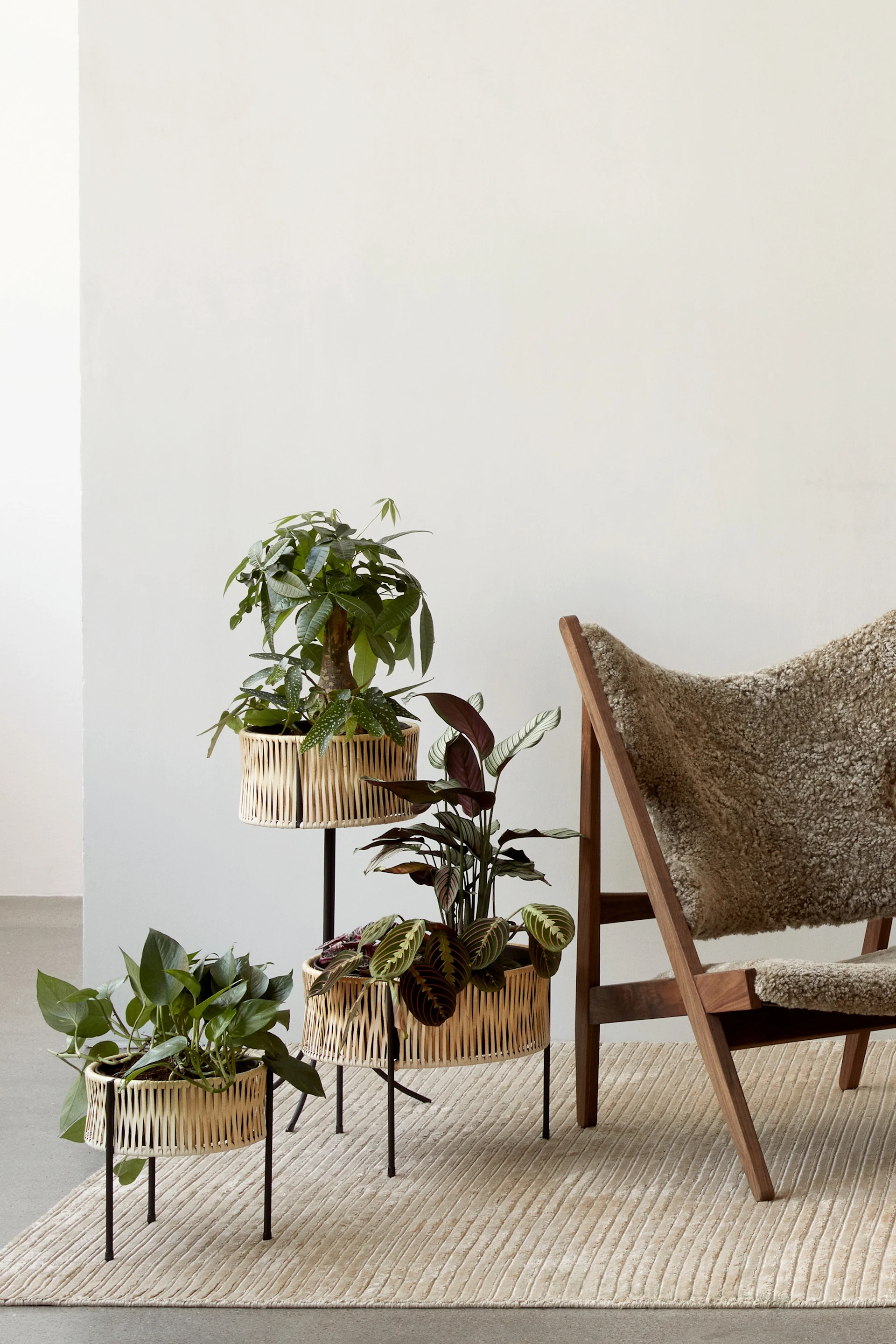 9 tips til store krukker innendørs. Innred med Umanoff blomsterkasse i rotting og stål fra Menu.