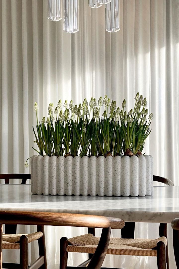 9 tips til store krukker innendørs. Innred med Mist krukke oval i hvit i keramikk fra DBKD. Foto: @nytthem