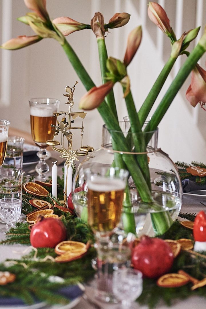 Amaryllis blir vakkert i en glassvase fra ERNST.